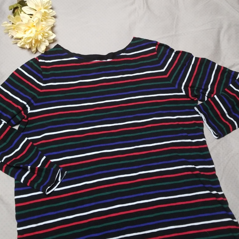 Long sleeved striped cotton T